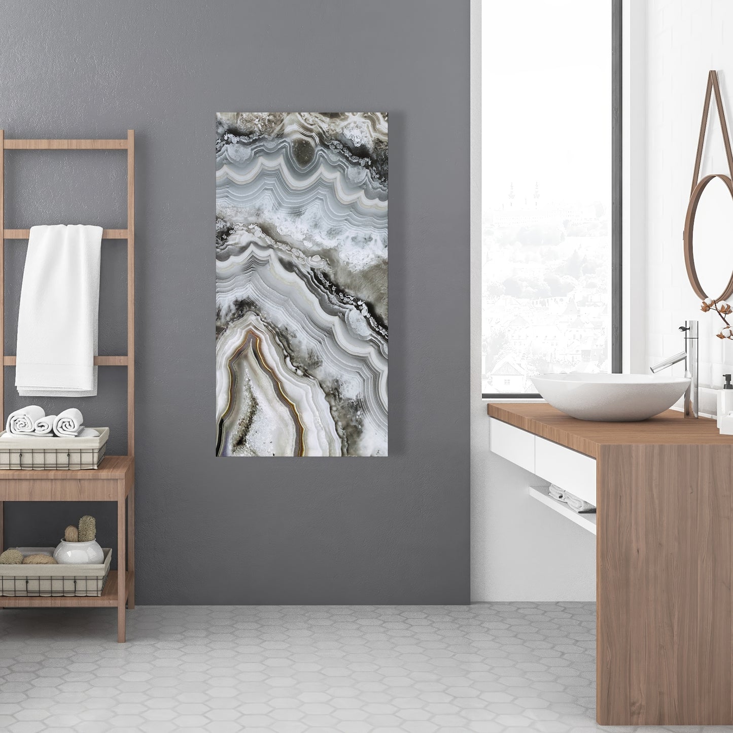 Abstract Geode Canvas - White Abstract Minerals Home Decor