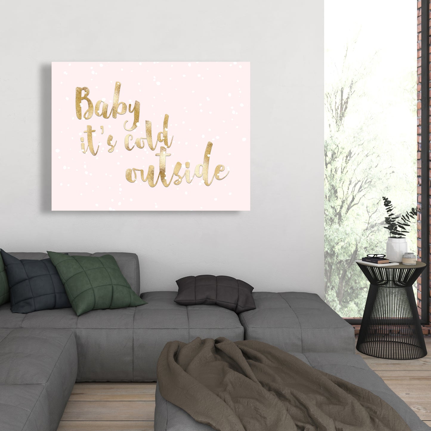 Romantic Pink Canvas - Baby It's Cold Outside - Home Decor