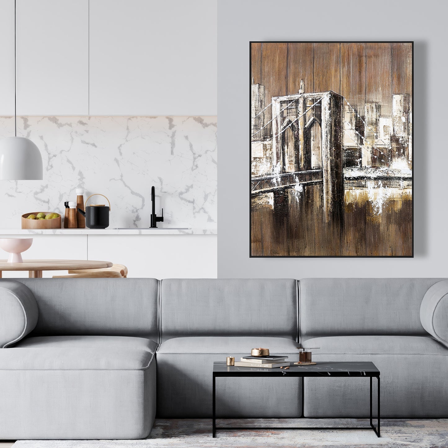 Toile Pont de Brooklyn au fini vieilli | Décoration d'intérieur industrielle