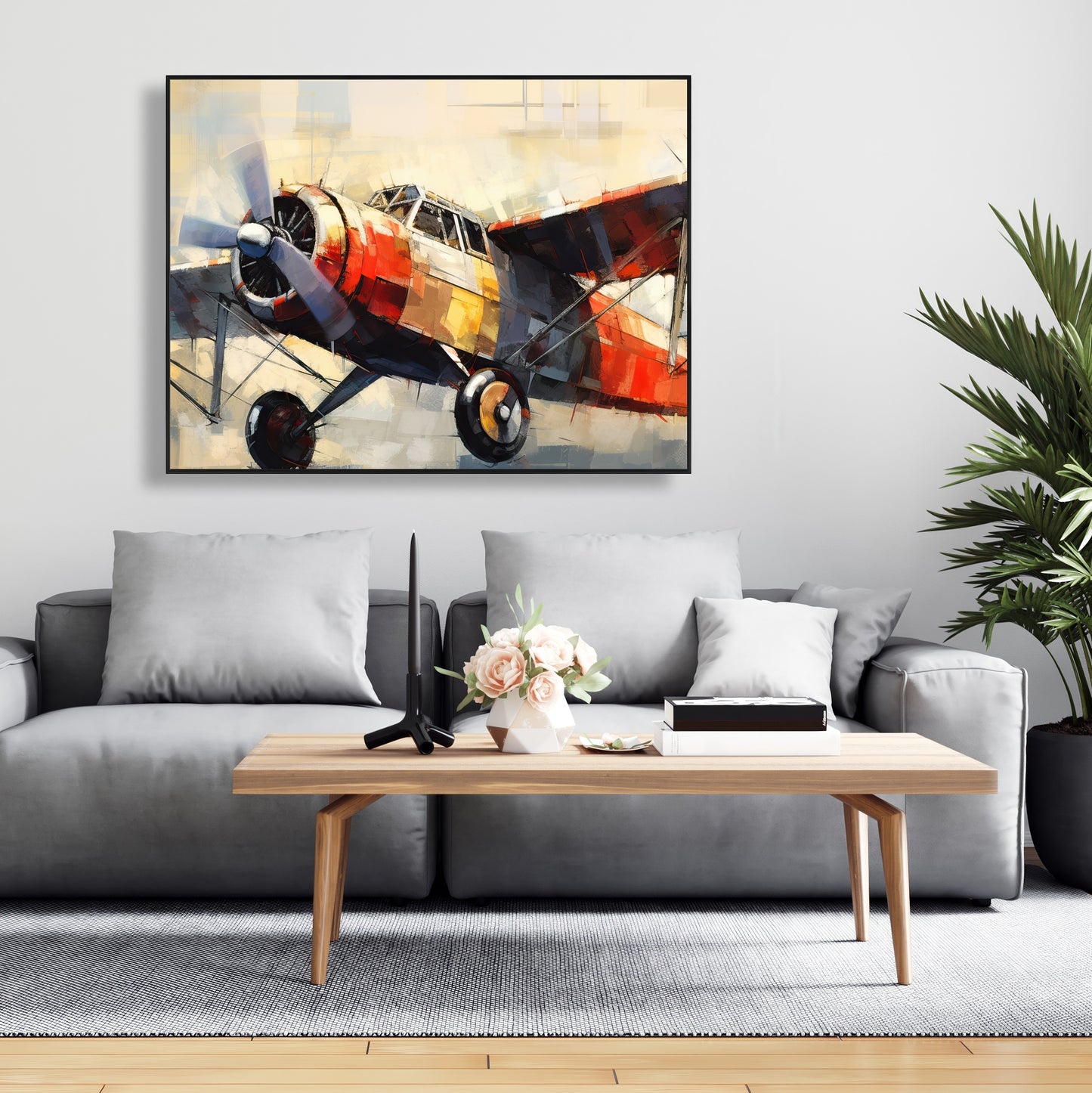 Toile encadrée Take Off | Décoration de chambre contemporaine bleue