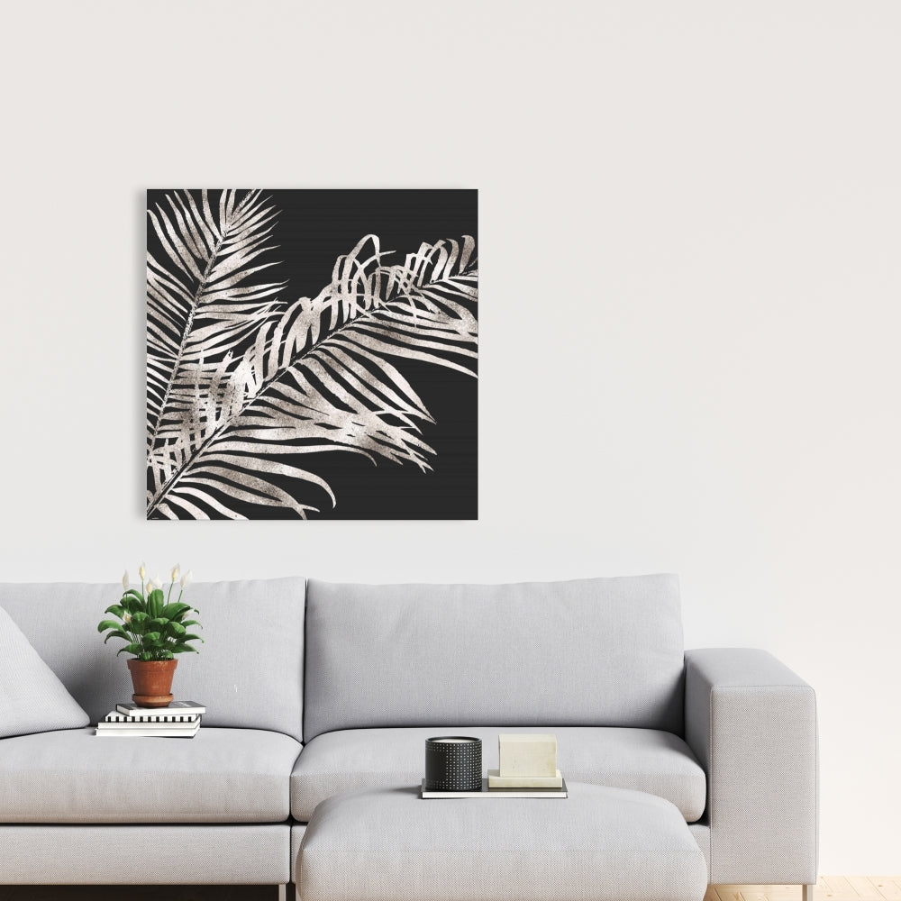 Toile botanique exotique à feuilles tropicales dorées | Décoration d'intérieur