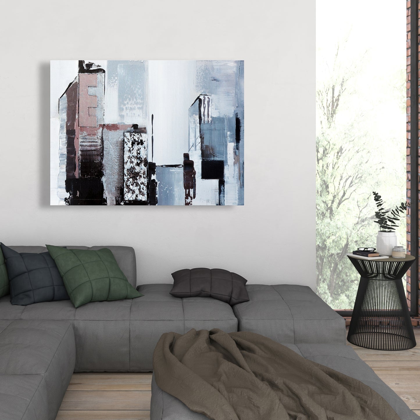 Toile de chambre industrielle | Décoration de formes de bâtiments abstraites