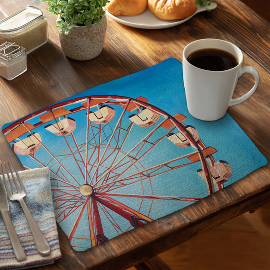 Ferris wheel by a beautiful day - 14"x18" Braided Polyester Placemat