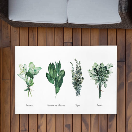 Fines herbes Kitchen Farmhouse Outdoor Area Rug | Home Decor