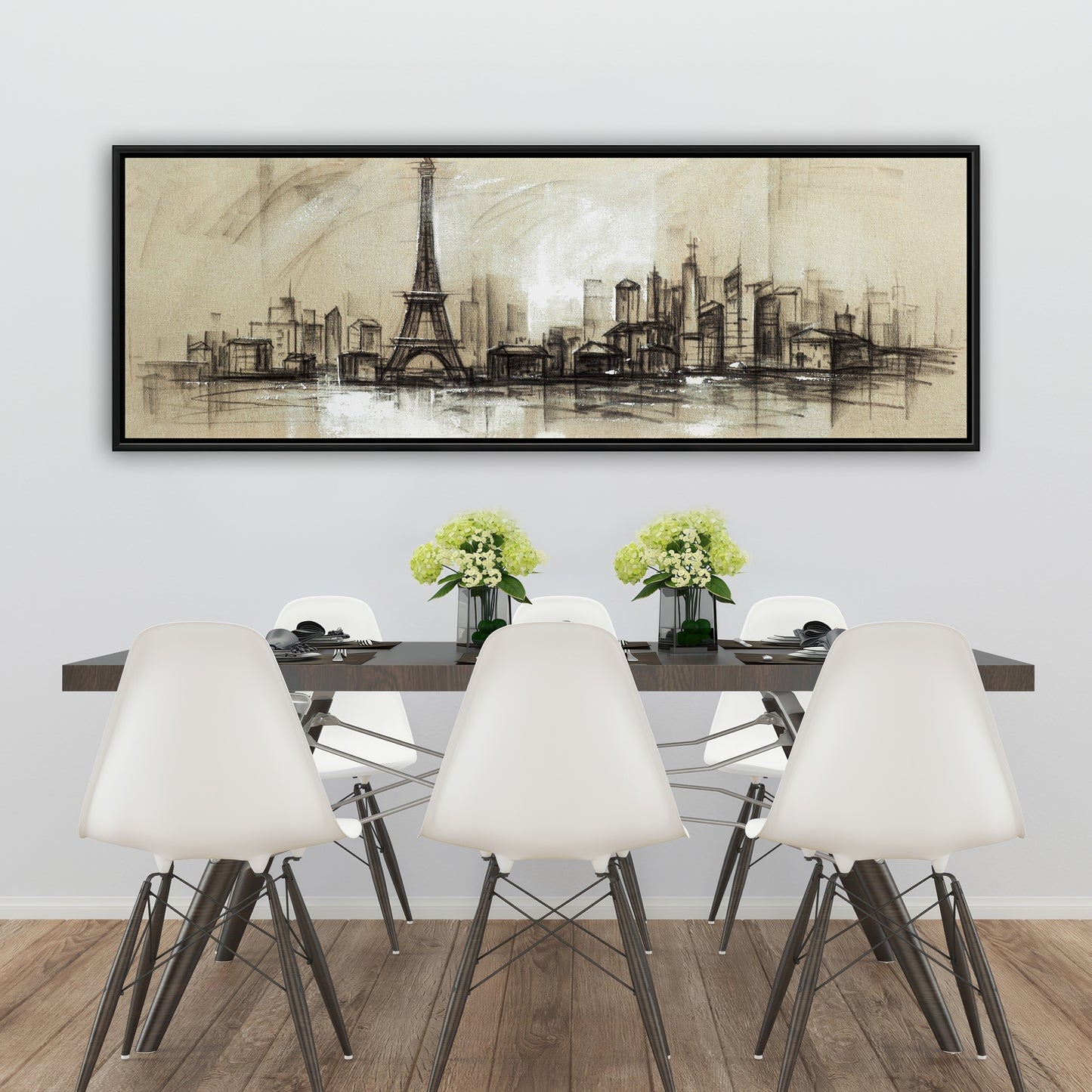 Croquis de la Tour Eiffel beige industrielle | Décoration sur toile encadrée