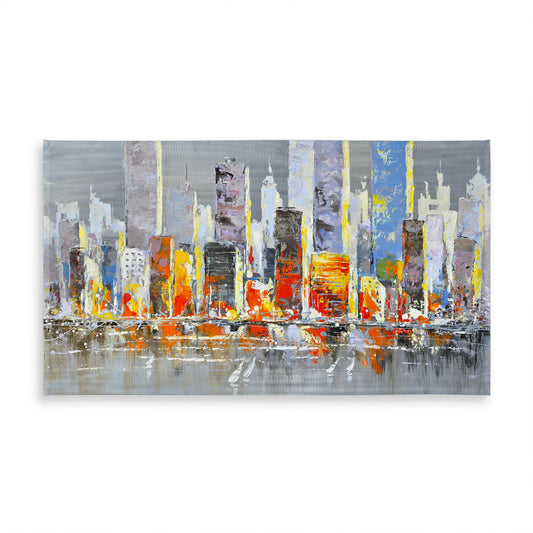 Color Splash Cityscape Tablecloth - Blue Contemporary Decor
