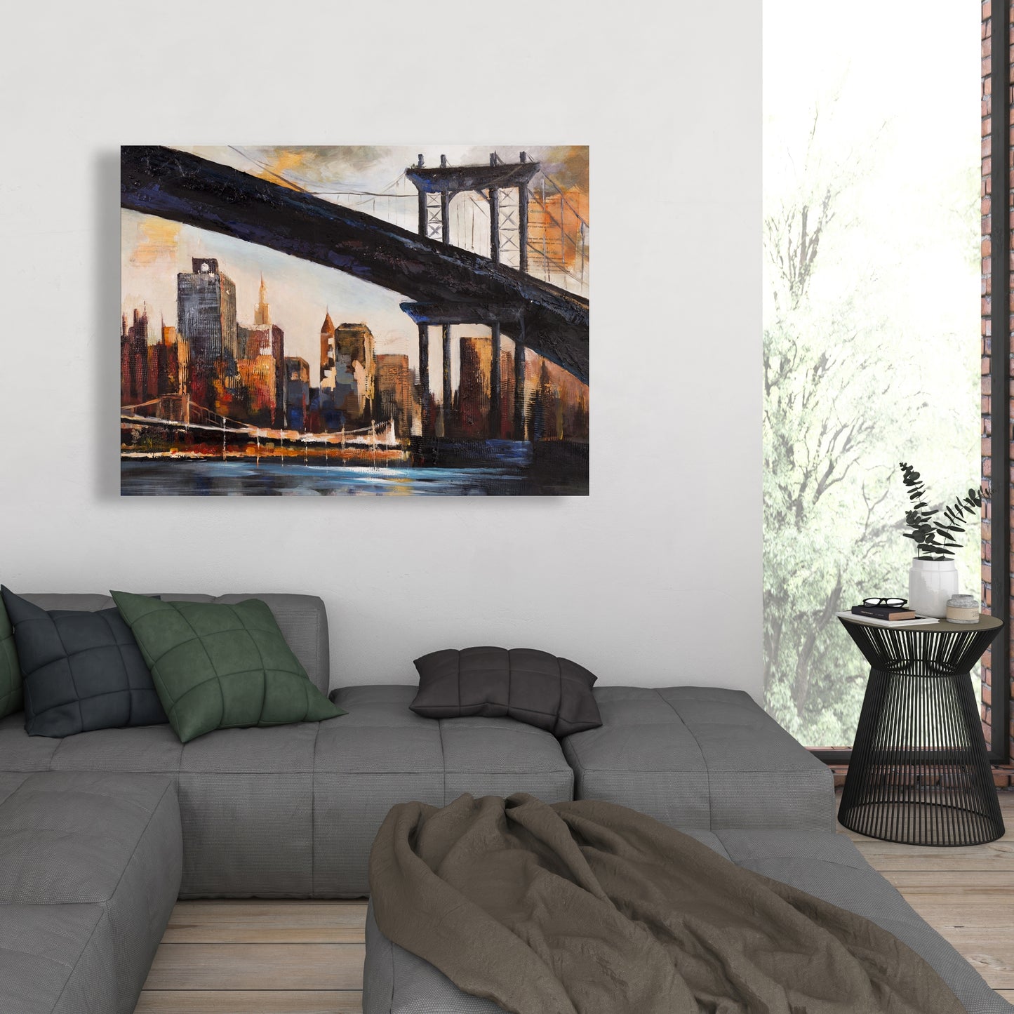 Toile Coucher de soleil sur New York | Décoration de chambre Villes brunes