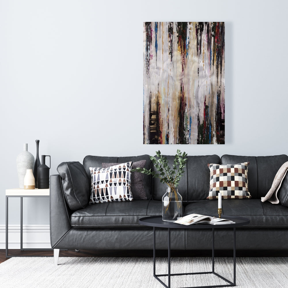 Abstract Runny Paint Canvas | Blue Shapes Modern Home Decor