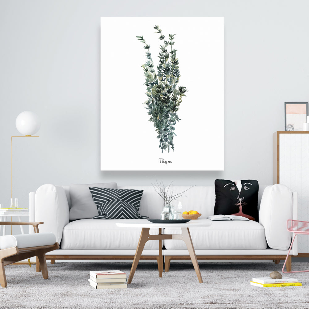 Toile illustrée « Feuilles de thym » | Décoration d'intérieur