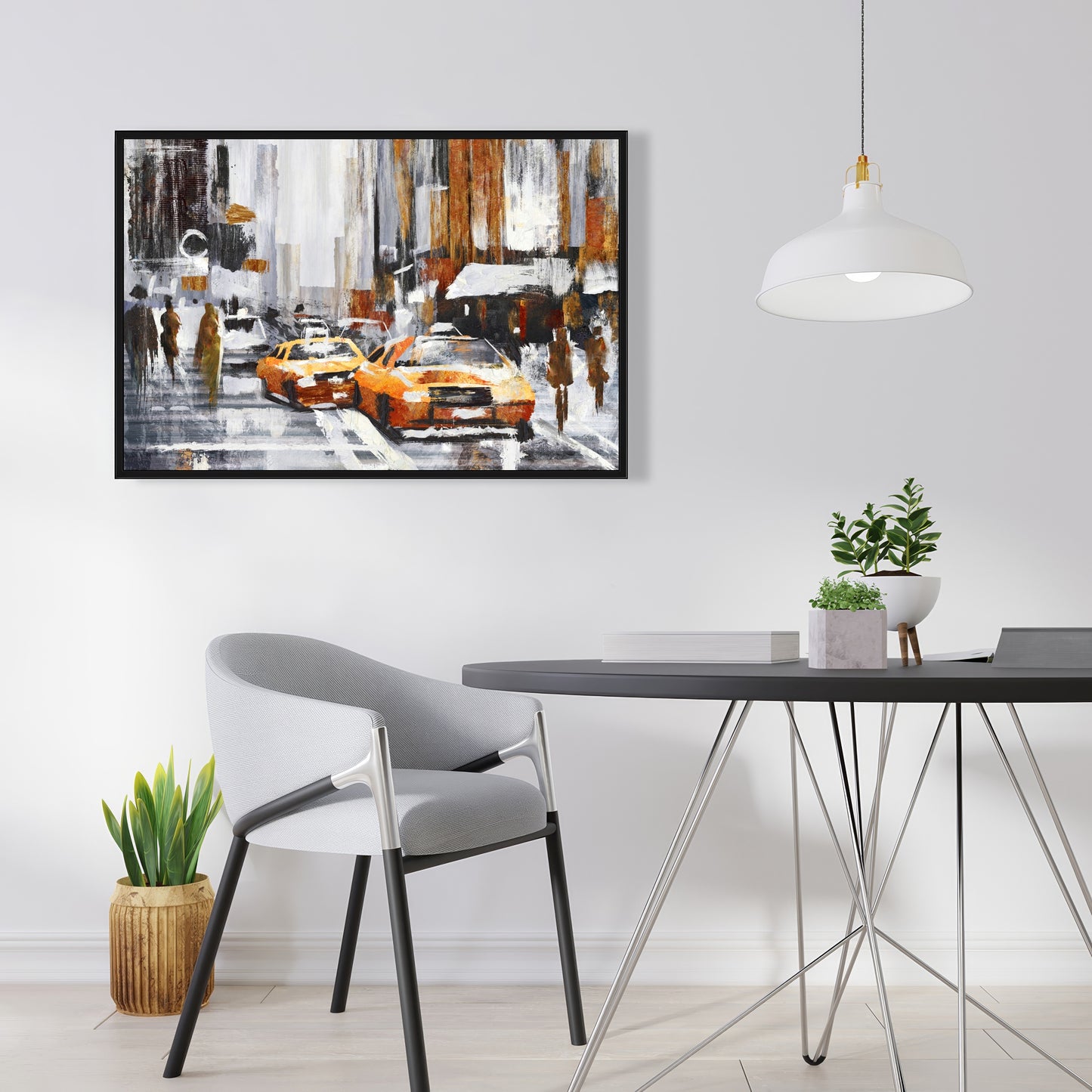 Toile abstraite Citystreet | Taxis jaunes | Décoration d'intérieur
