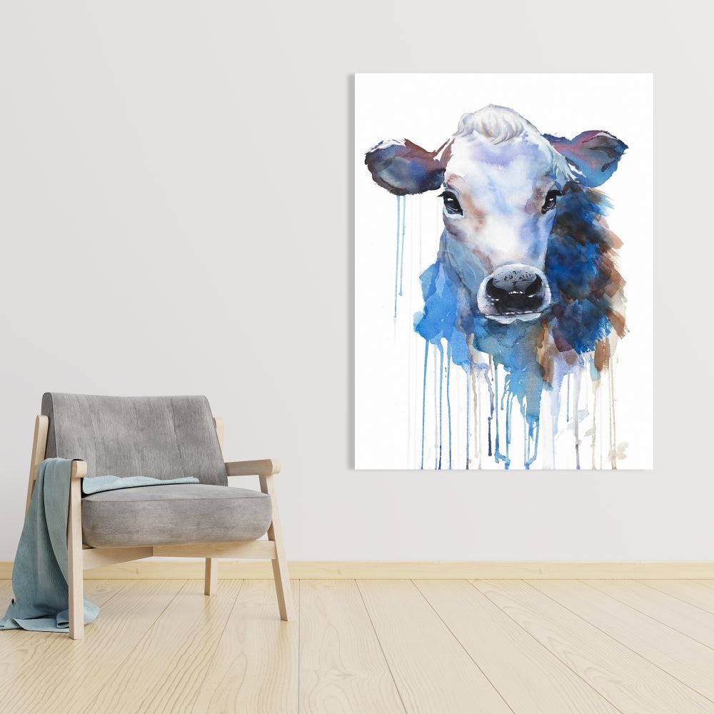 Watercolor Jersey Cow Canvas | Farm Animal Kitchen Decor