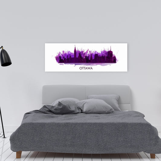 Ottawa Paint Splash Silhouette - Retro Purple Canvas Decor