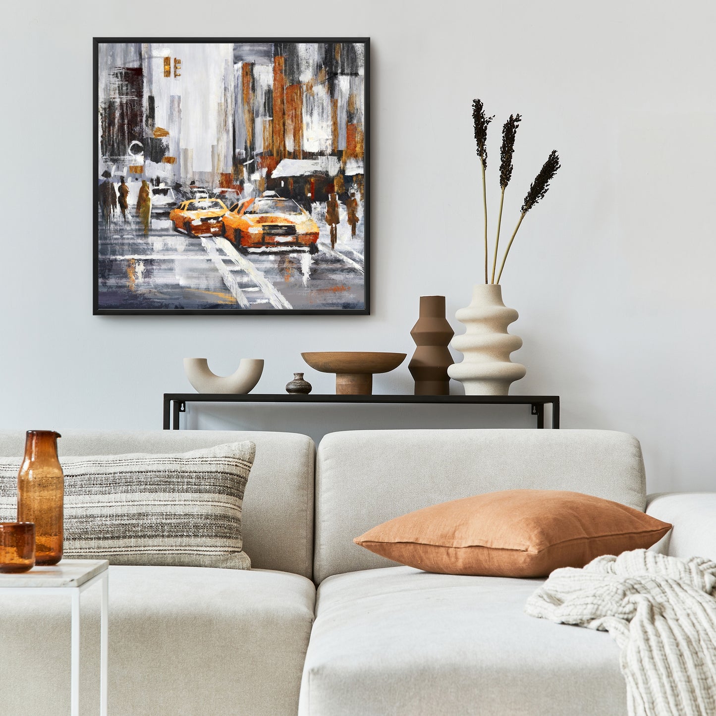 Toile abstraite Citystreet | Taxis jaunes | Décoration d'intérieur