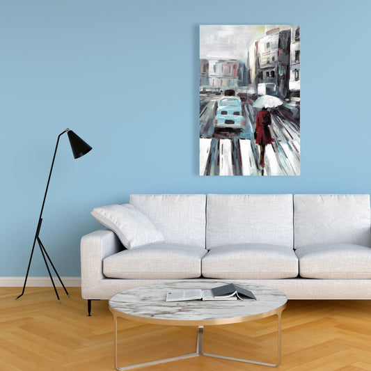 Abstract Pedestrian Crossing Canvas | Contemporary Bedroom Art