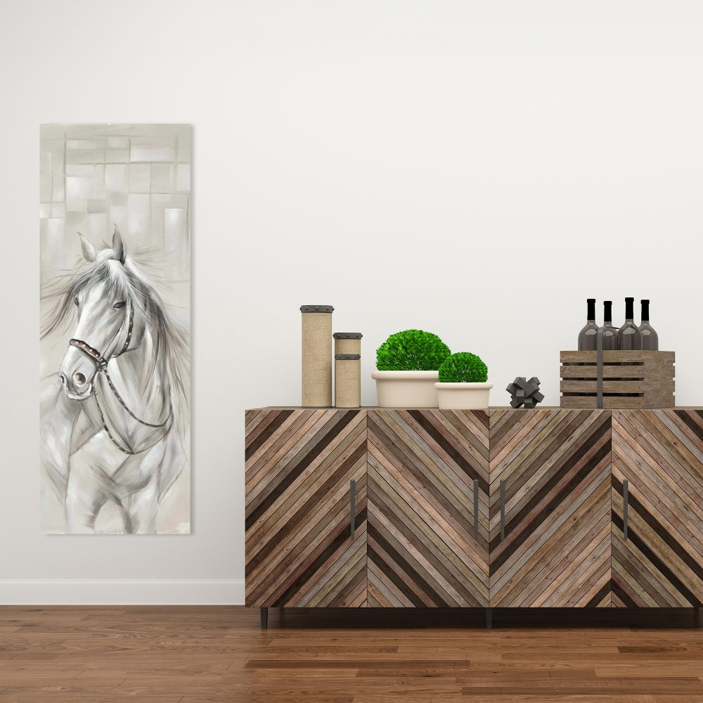 Worthy White Horse Canvas | Farm Animals Home Decor Industrial