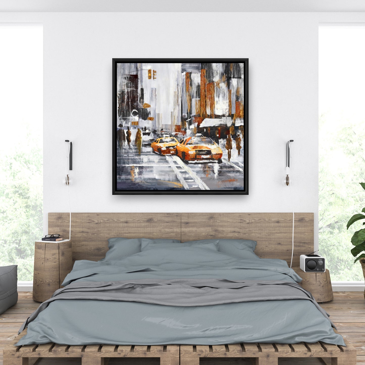 Toile abstraite Citystreet | Taxis jaunes | Décoration d'intérieur