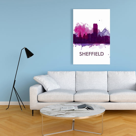 Toile Silhouette de Sheffield City Color Splash | Décoration d'intérieur
