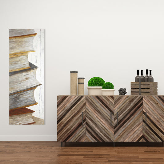 Nature morte contemporaine sur toile – Décoration « Montagne de livres anciens »