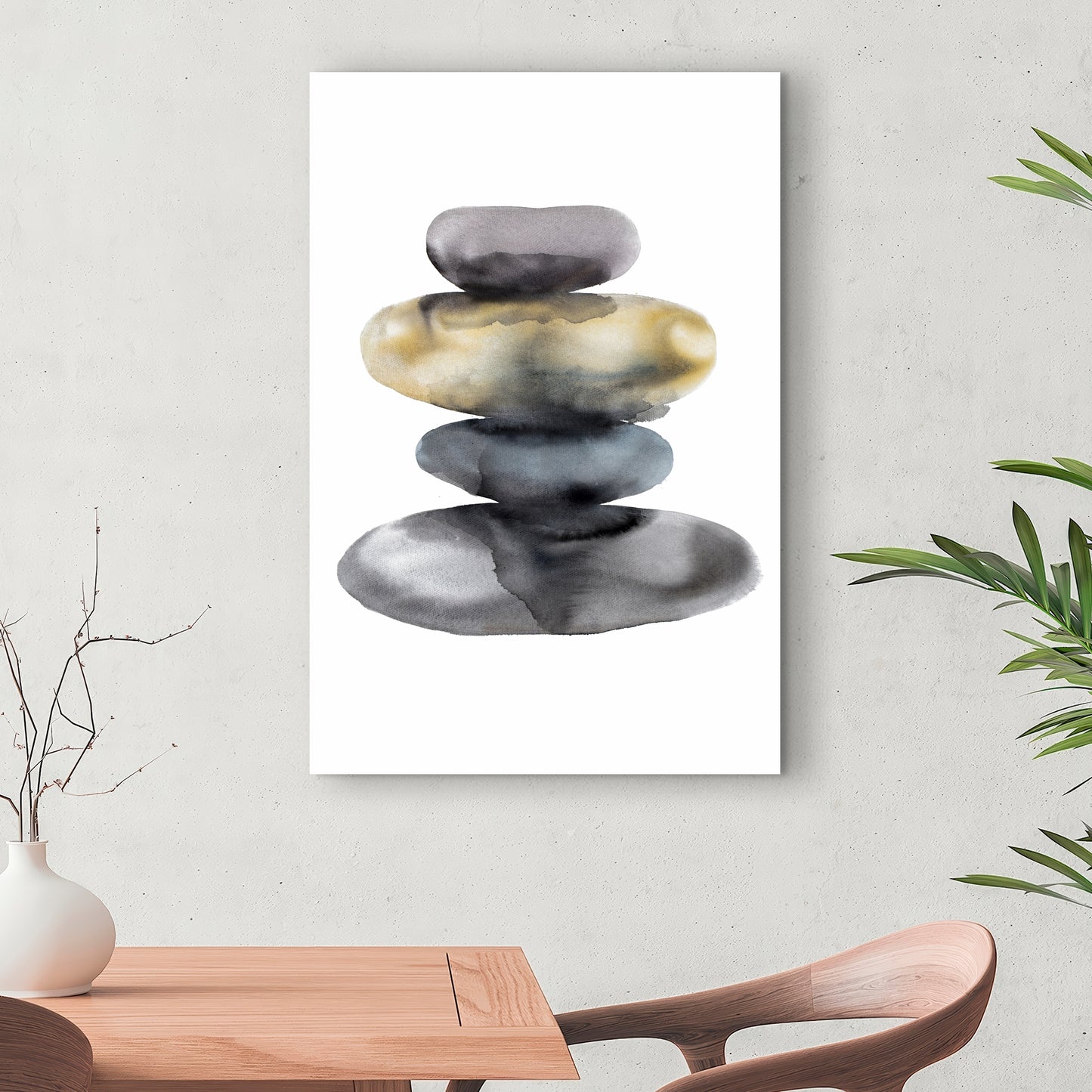 Toile Nature morte avec minéraux et pierres chaudes - Décoration de chambre