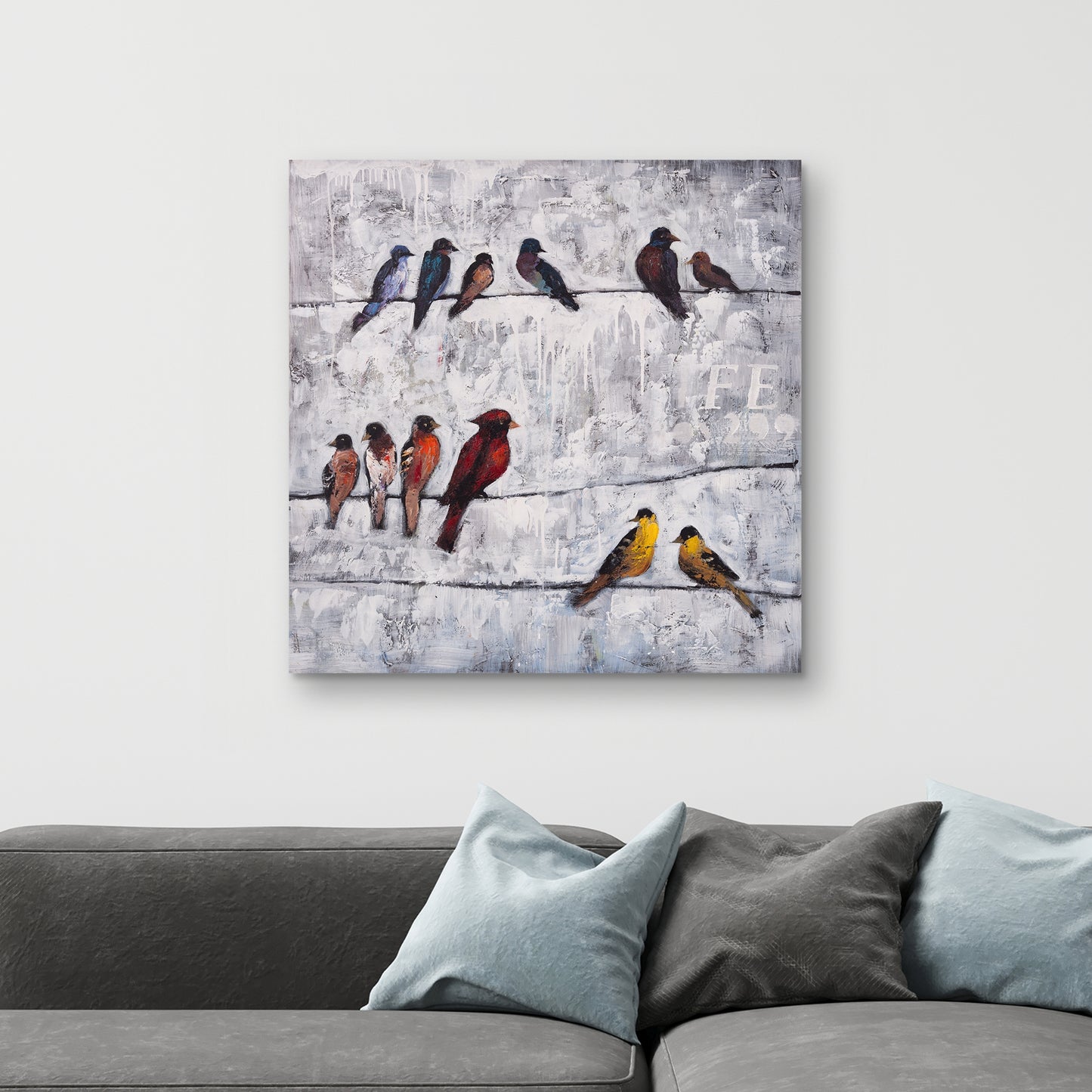 Colorful Birds on Branches Canvas | Bedroom Wall Art Decor