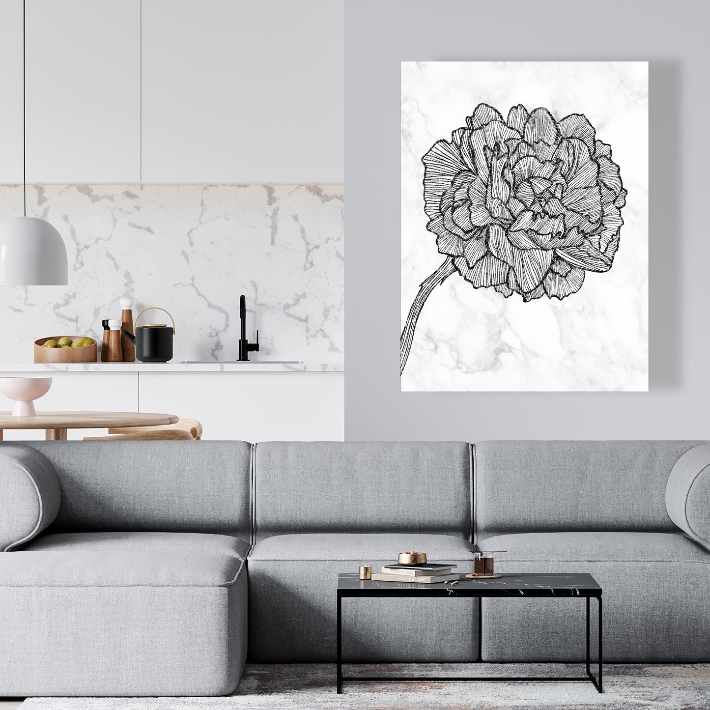 Toile florale blanche pivoine éclatante | Décoration de chambre botanique