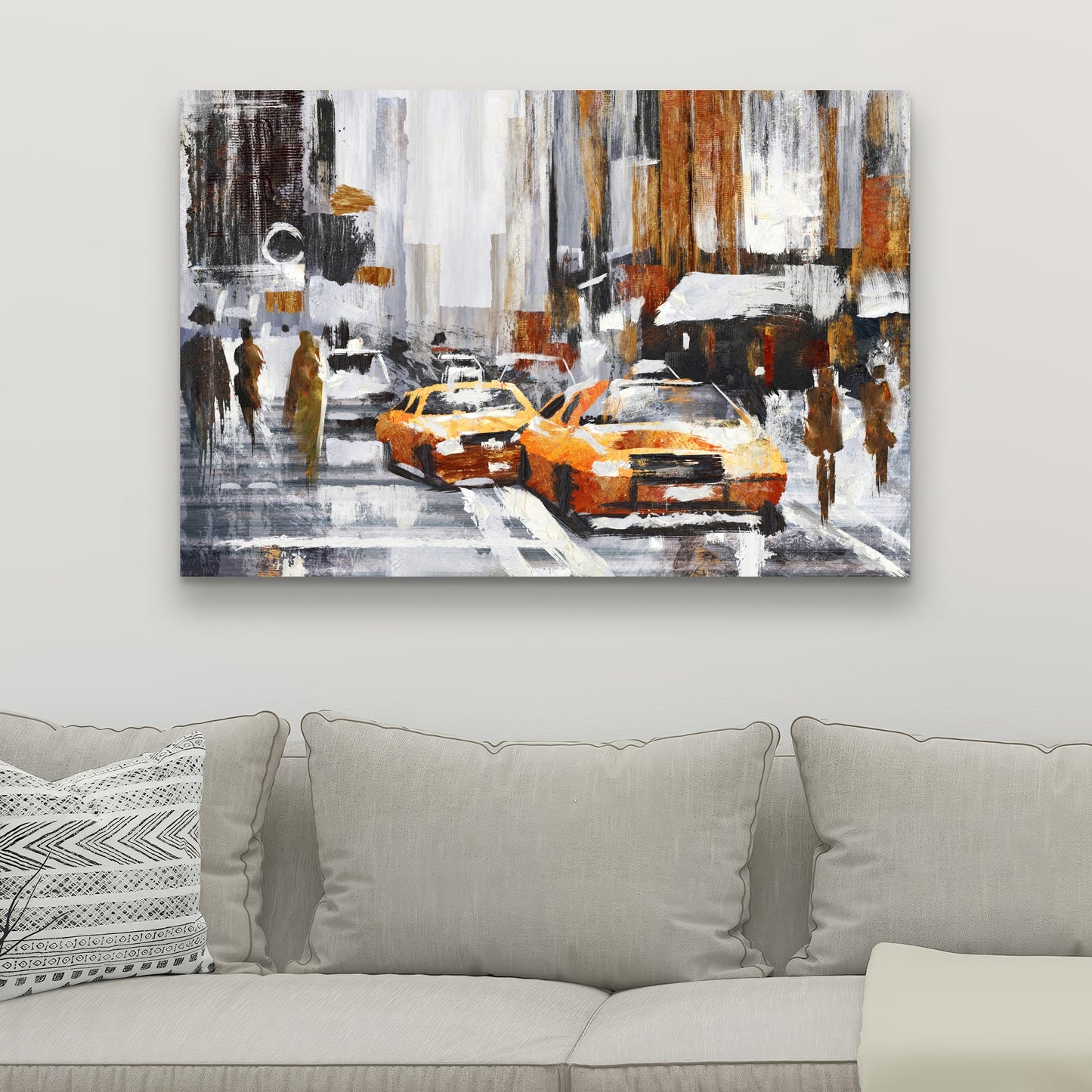 Abstract Citystreet Canvas - Yellow Taxis | Home Decor Art
