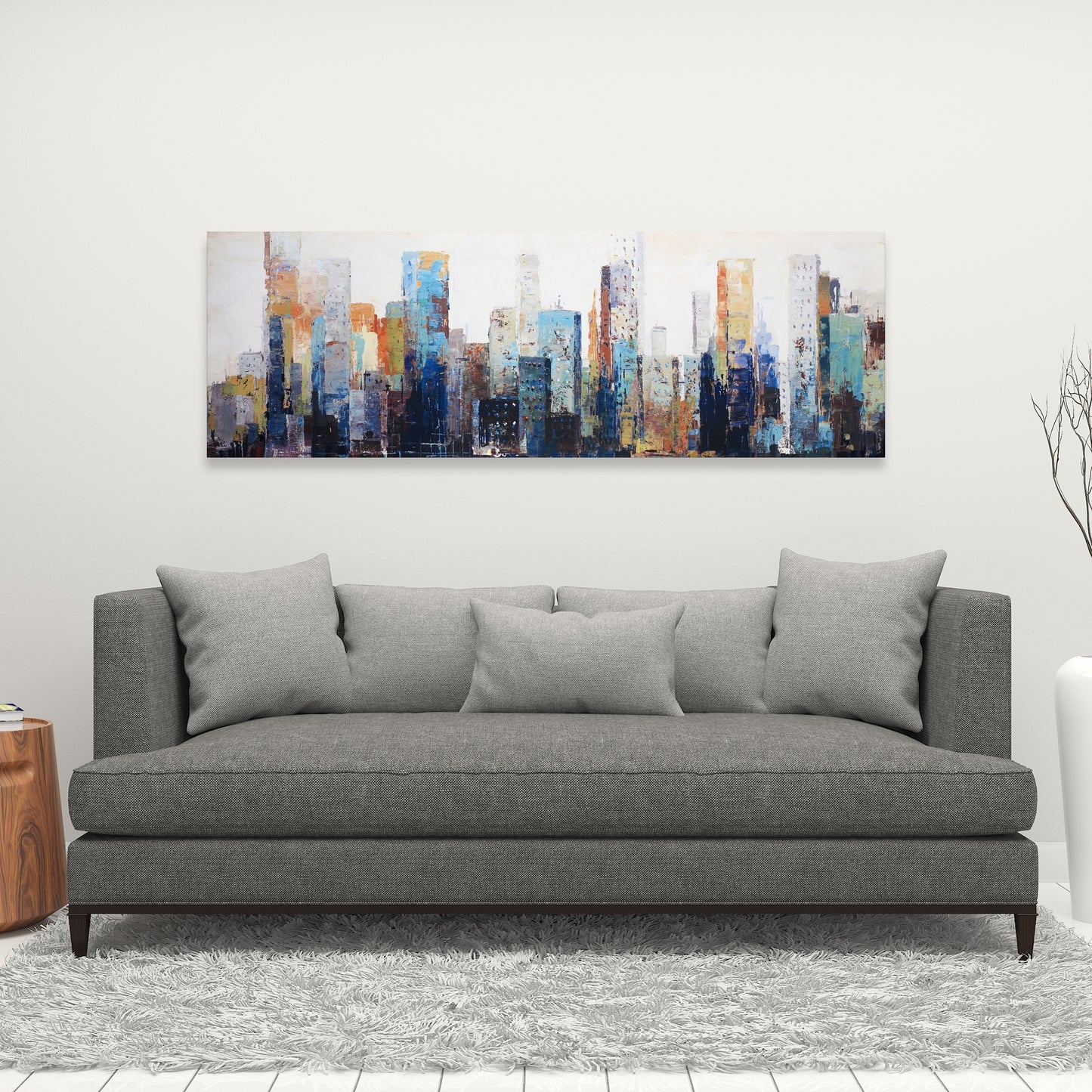 Toile urbaine abstraite texturée – Décoration murale de chambre urbaine