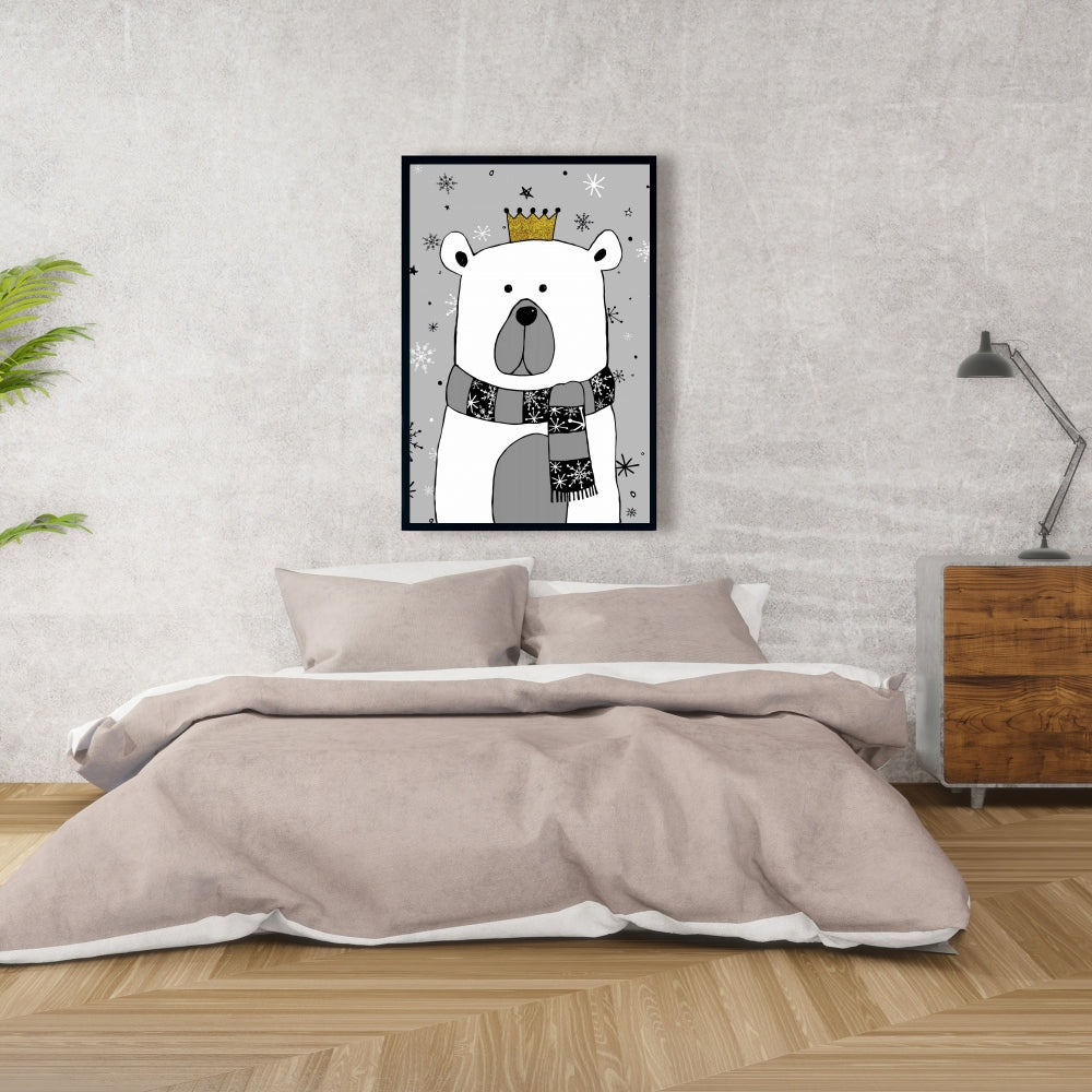 Magnifique toile encadrée grise « Ours » | Décoration murale pour salon