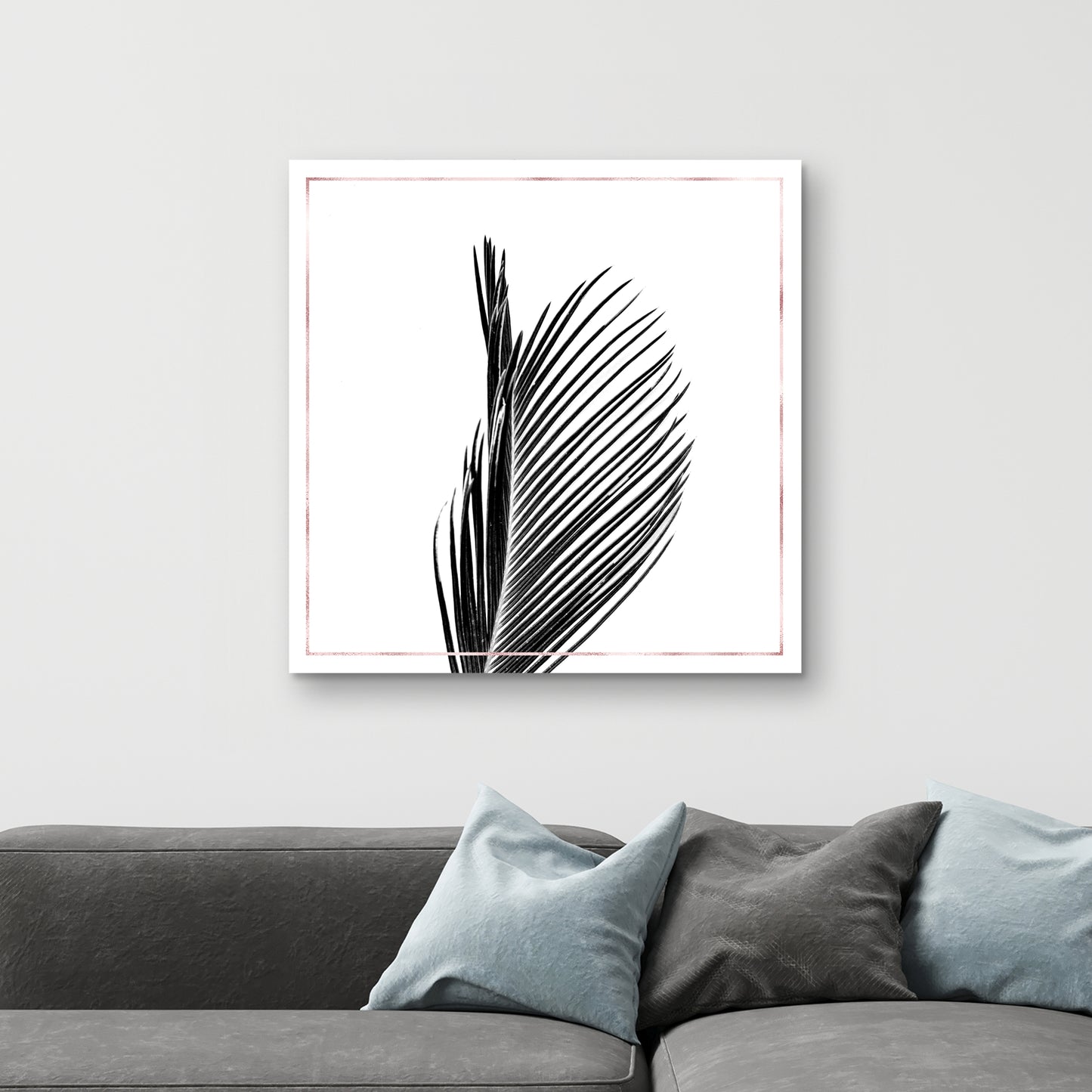 Toile « Areca Palm » avec lignes de roses | Décoration florale blanche