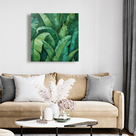 Toile verte à feuilles denses | Décoration murale pour chambre