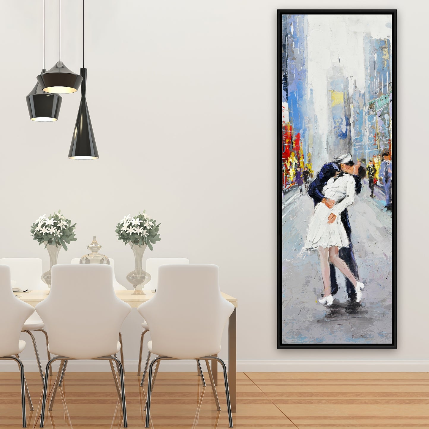 Blue Bedroom Canvas | Kiss of Times Square Framed Wall Art