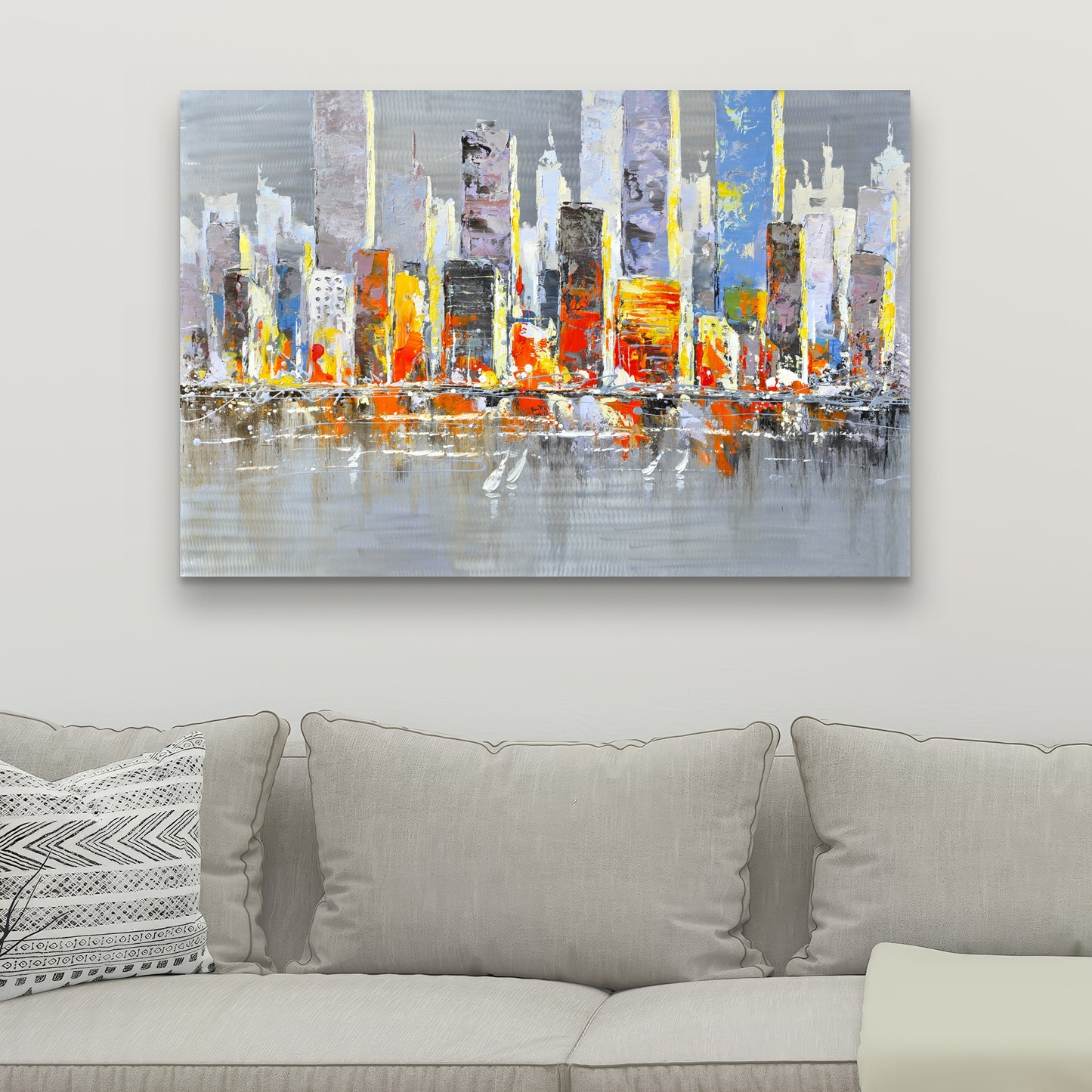Color Splash Cityscape Canvas | Blue Wall Art for Home Decor