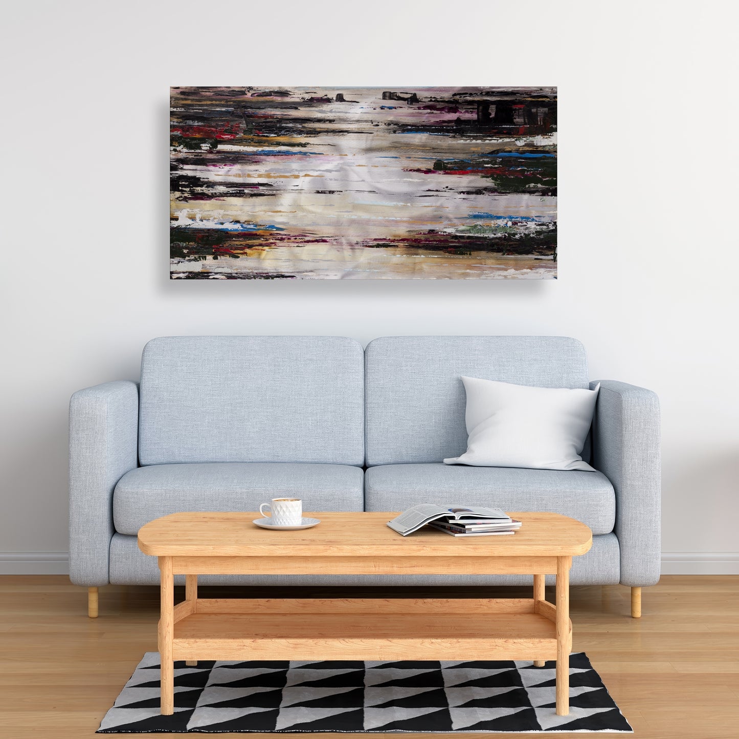 Abstract Runny Paint Canvas | Blue Shapes Modern Home Decor