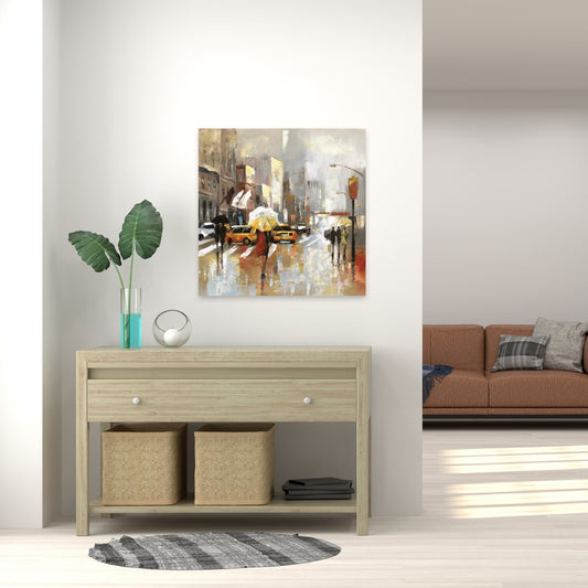 Toile contemporaine pour chambre à coucher | Œuvre d'art « Personnes avec parapluies »