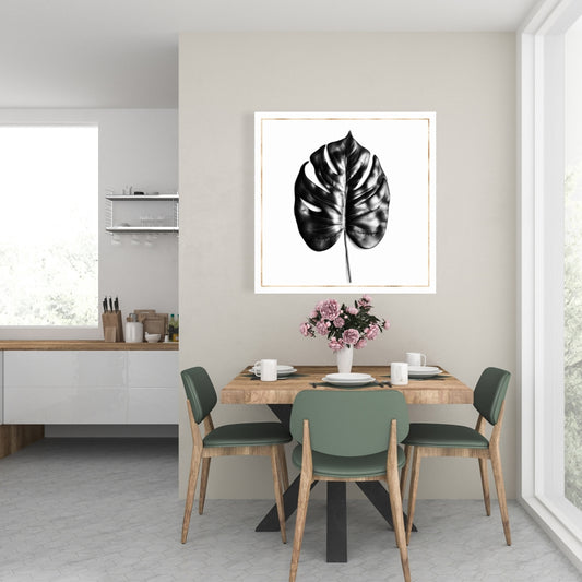 Toile botanique blanche exotique | Philodendron à feuilles fendues
