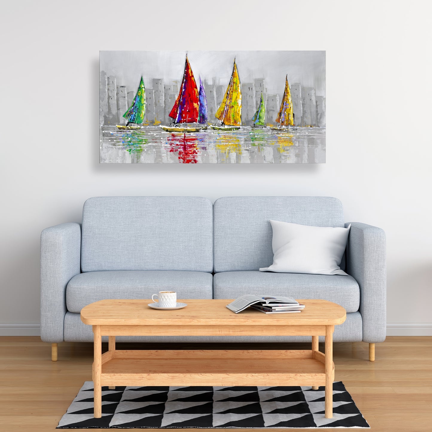 Sailboats in the Wind Canvas - Contemporary Bedroom Wall Art