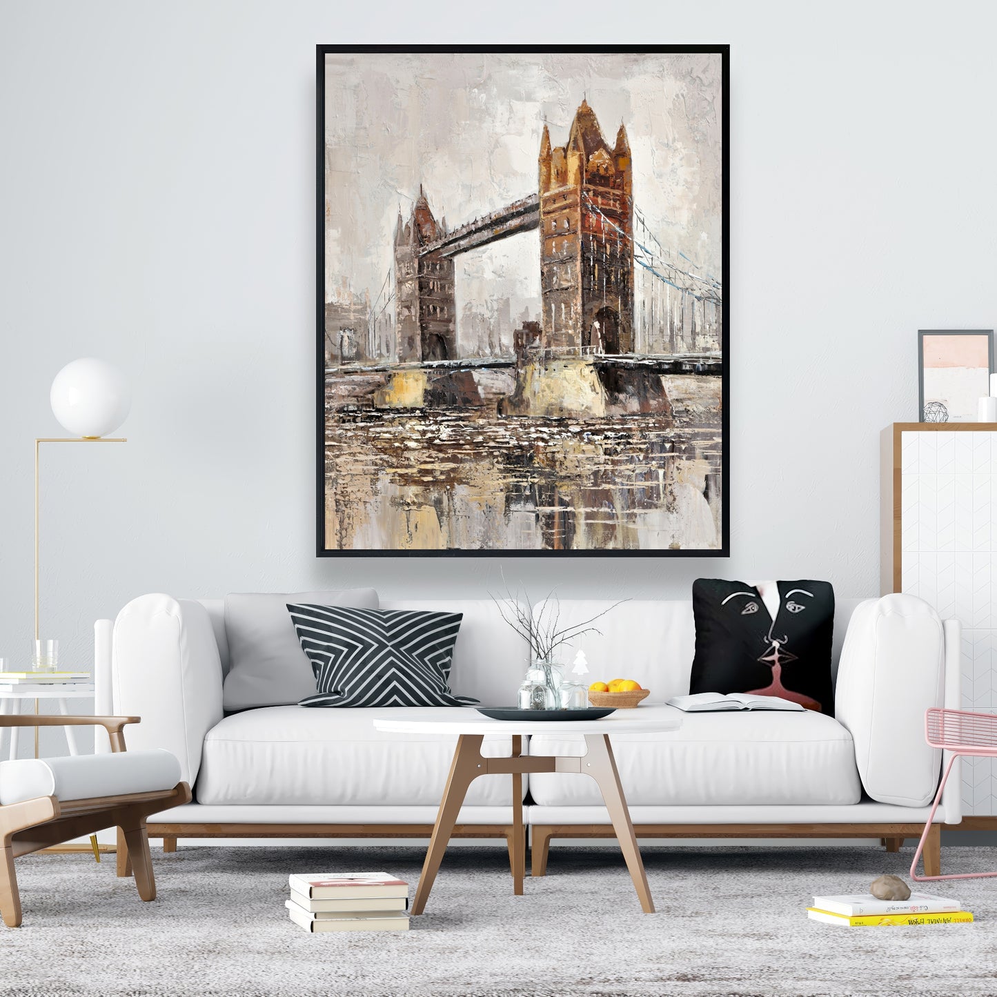 London Tower Bridge Framed Canvas | Orange Bedroom Decor
