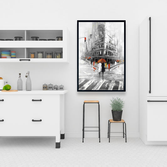 Art de chambre grise - Toile encadrée du Flatiron Building grisâtre