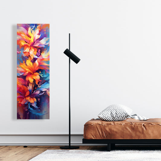 Toile abstraite pour chambre bleue – Décoration d'intérieur avec plantes colorées