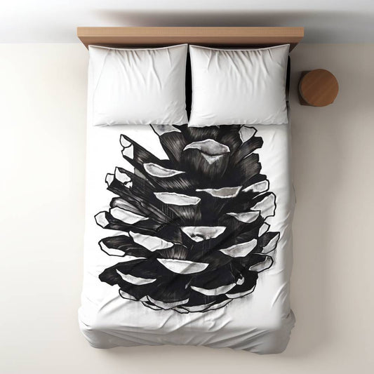 Botanical Gray Pine Cone Duvet Cover | Home Decor Essential