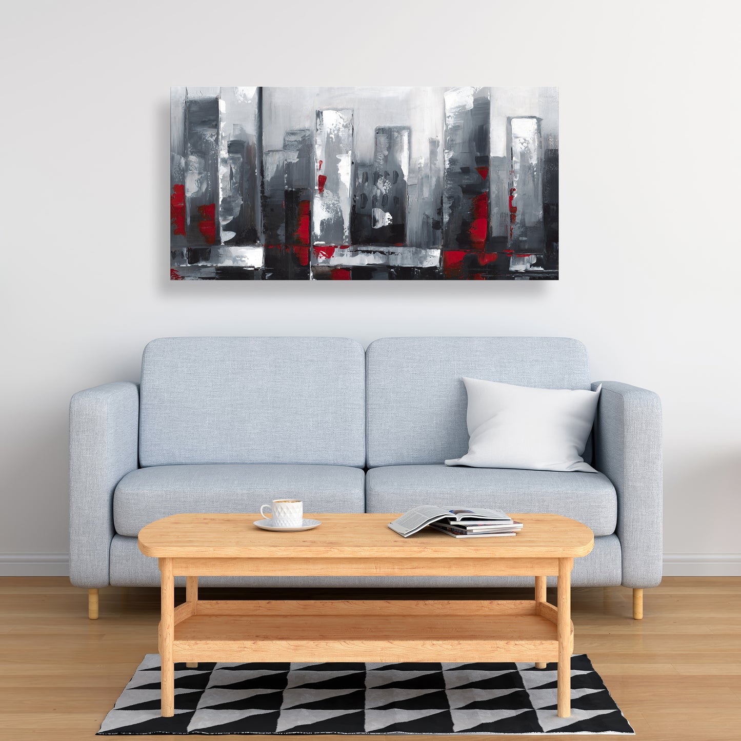 Abstract Cityscape Blue Cities Bedroom Canvas | Home Decor