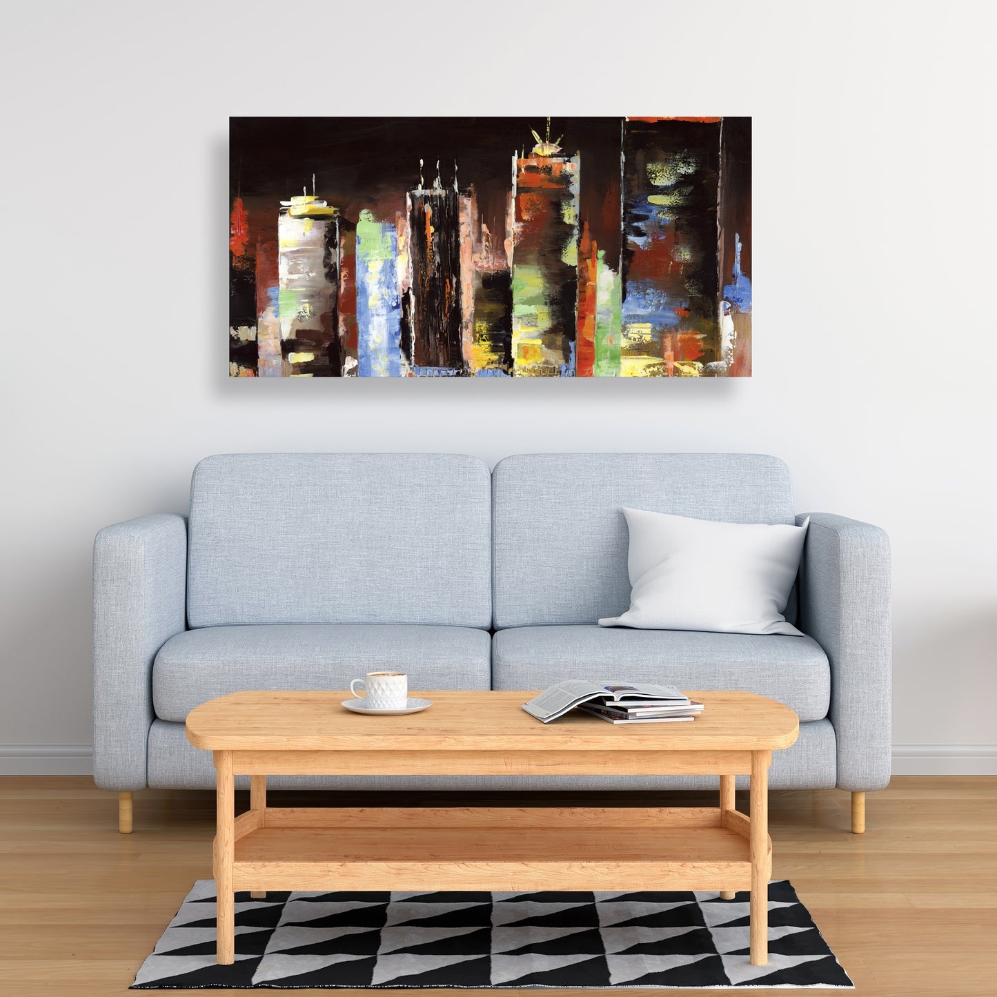 Cityscape by Night Canvas | Contemporary Bedroom Decor