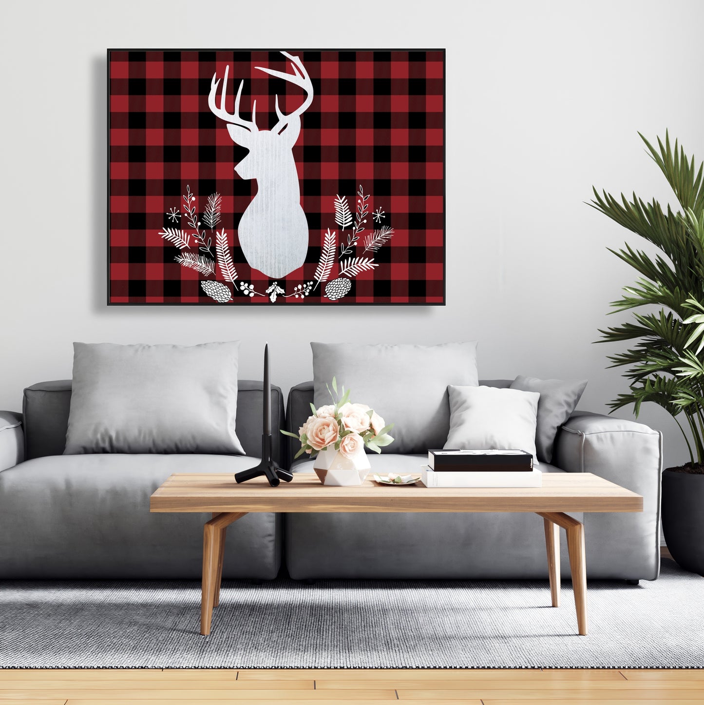 Décoration de cuisine encadrée à motif écossais de cerf rustique