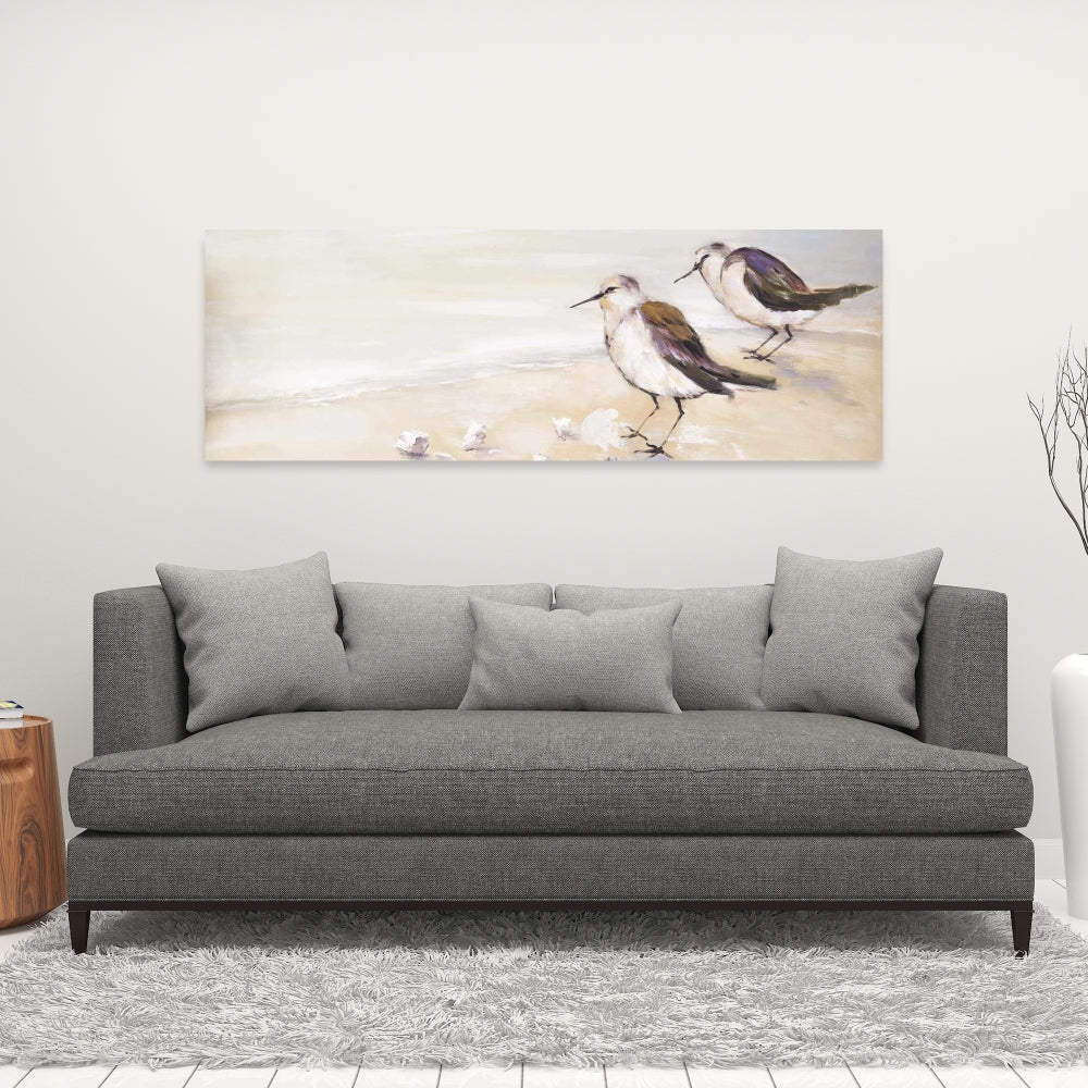 Two Sandpipers on the Beach Canvas - Bird Marine Bedroom Decor