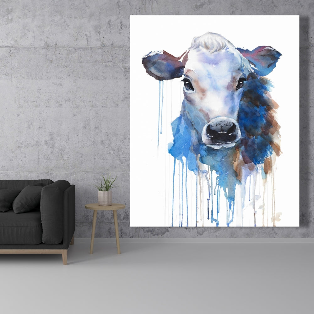 Watercolor Jersey Cow Canvas | Farm Animal Kitchen Decor