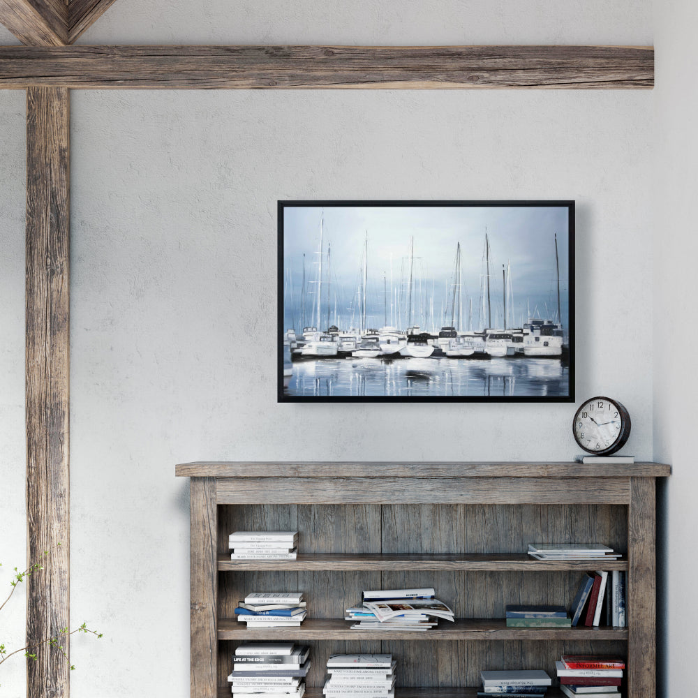 Blue Coastal Marine Canvas - Boats at the Dock 2 | Home Decor