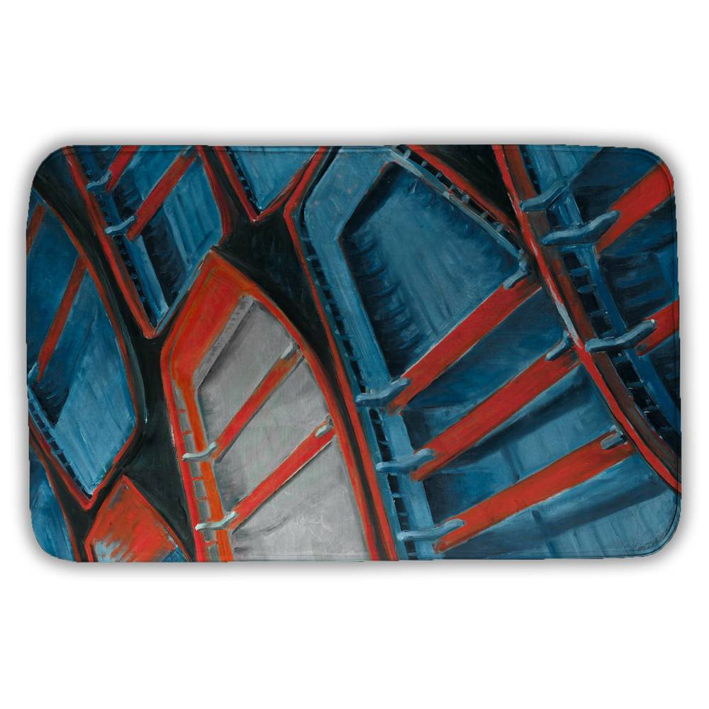 Small Blue and Red Canoes Canvas | Coastal Home Decor