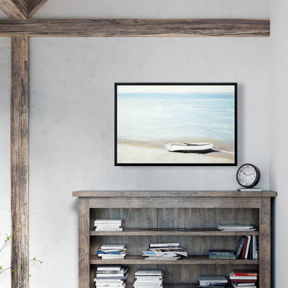 Décoration de salle de bain côtière | Toile encadrée « Le long du bateau »