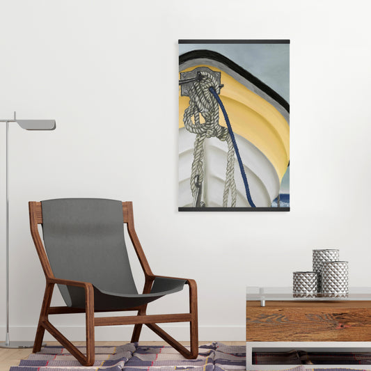 Yellow Boat Coastal Magnetic Canvas - Bathroom Decor Art