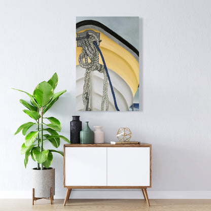 The Yellow Boat Coastal Canvas - Nautical Home Decor Wall Art
